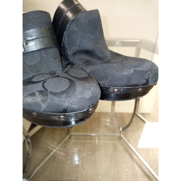 Coach Black Leather Buckle Slip On Clogs Size 5 - Picture 8 of 8
